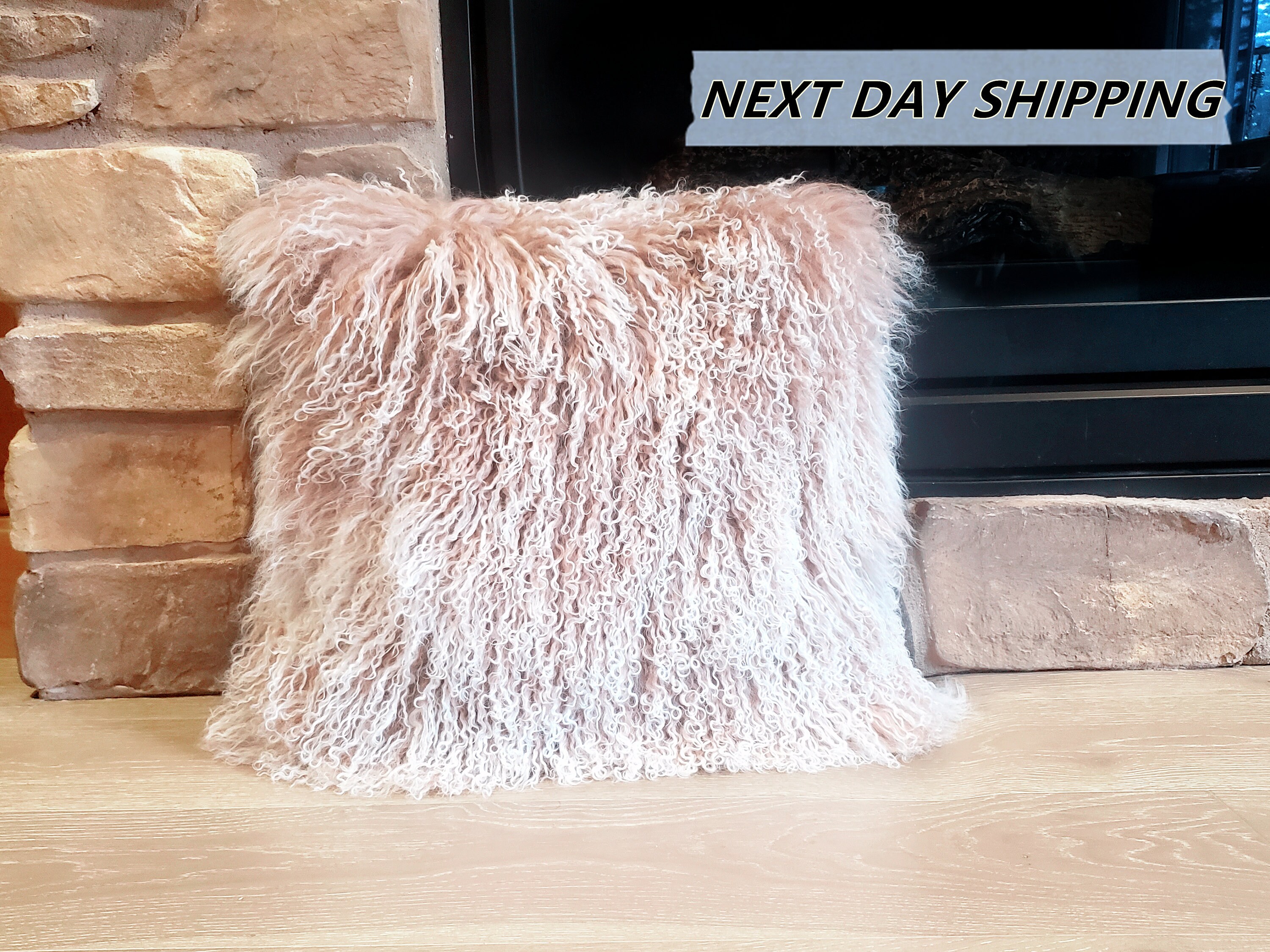 20x20 Mongolian Lamb Fur Pillow Tan Frost Tibetan Sheepskin Pillows Decorative Fur Pillows Home Decor Curly Fur Pillows Etsy