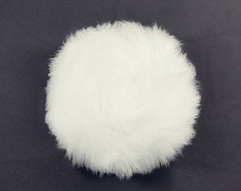 16" Round Mongolian Lamb Fur Pillow Natural White / Tibetan Sheepskin Pillows / Decorative Fur Pillows / Home Decor / Curly Fur Pillows