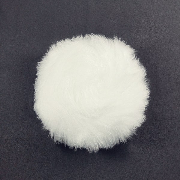 16" Round Mongolian Lamb Fur Pillow Natural White / Tibetan Sheepskin Pillows / Decorative Fur Pillows / Home Decor / Curly Fur Pillows