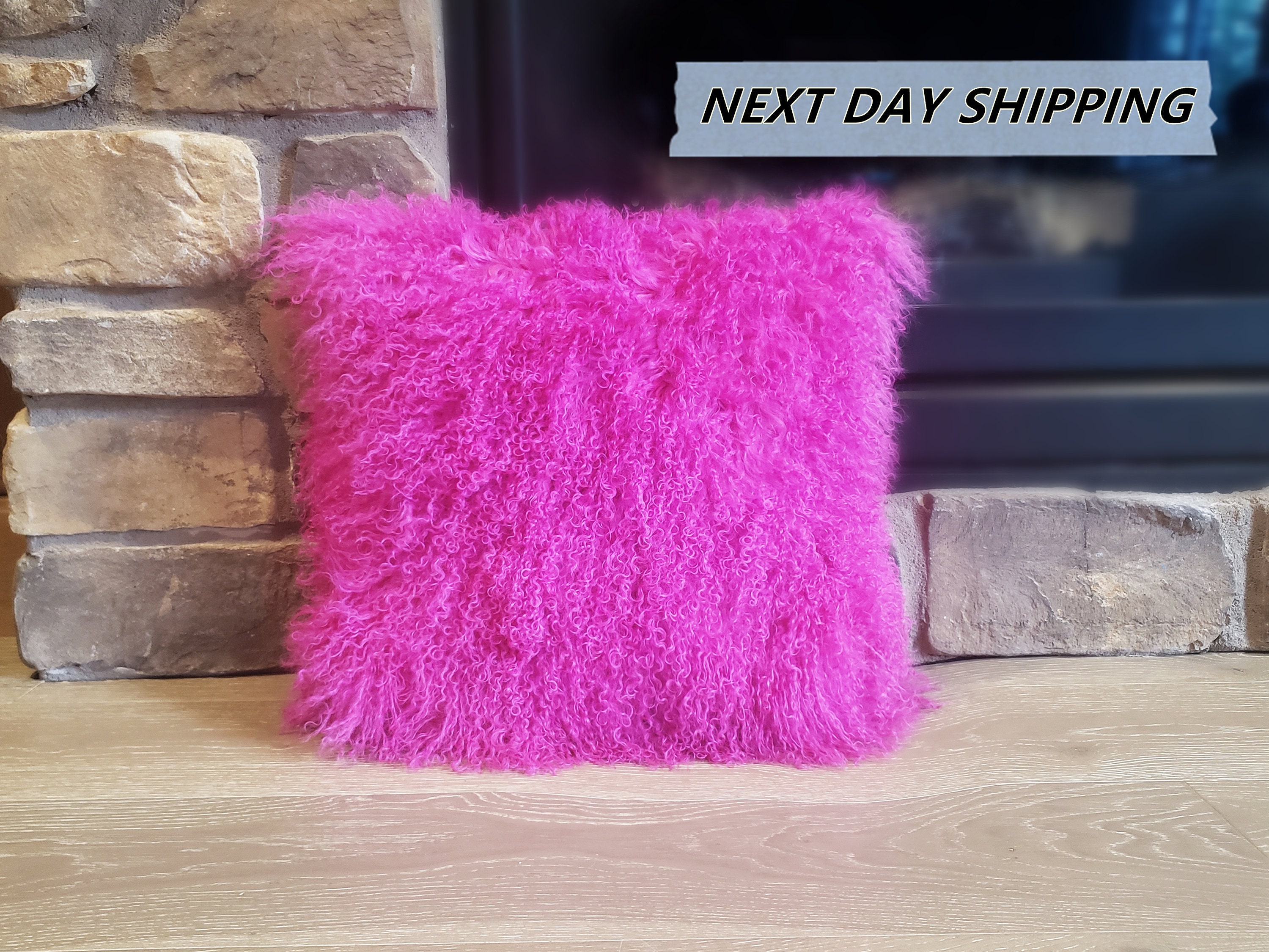 Hot Pink Fur Pillow Etsy