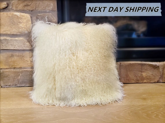 Mongolian Lamb 24x24 Extra Large Decorative Fur Pillow