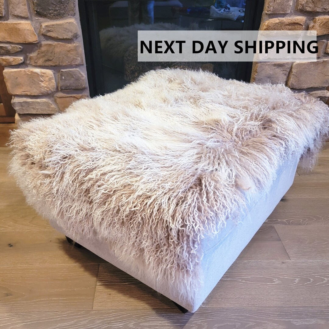 Tibetan Mongolian Lamb Fur Rug Tan Frost Sheepskin Fur Hide Etsy