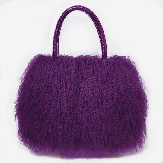 【SCULPTOR】Faux Mongolian Shoulder Bag Fuchsia Mongolian Fur Handbag - Etsy