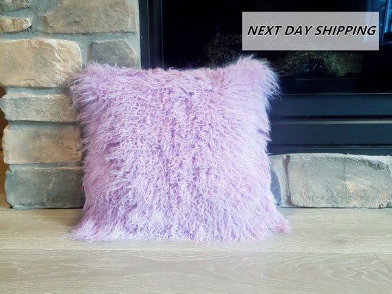 Lavender fur pillow sale