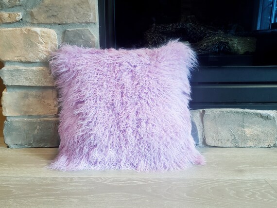 Lavender fur pillow sales