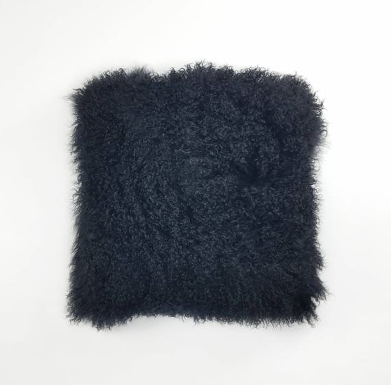 20x20 Mongolian Lamb Fur Pillow Black Tibetan Sheepskin Pillows Decorative Fur Pillows Home Decor Curly Fur Pillows Etsy Canada