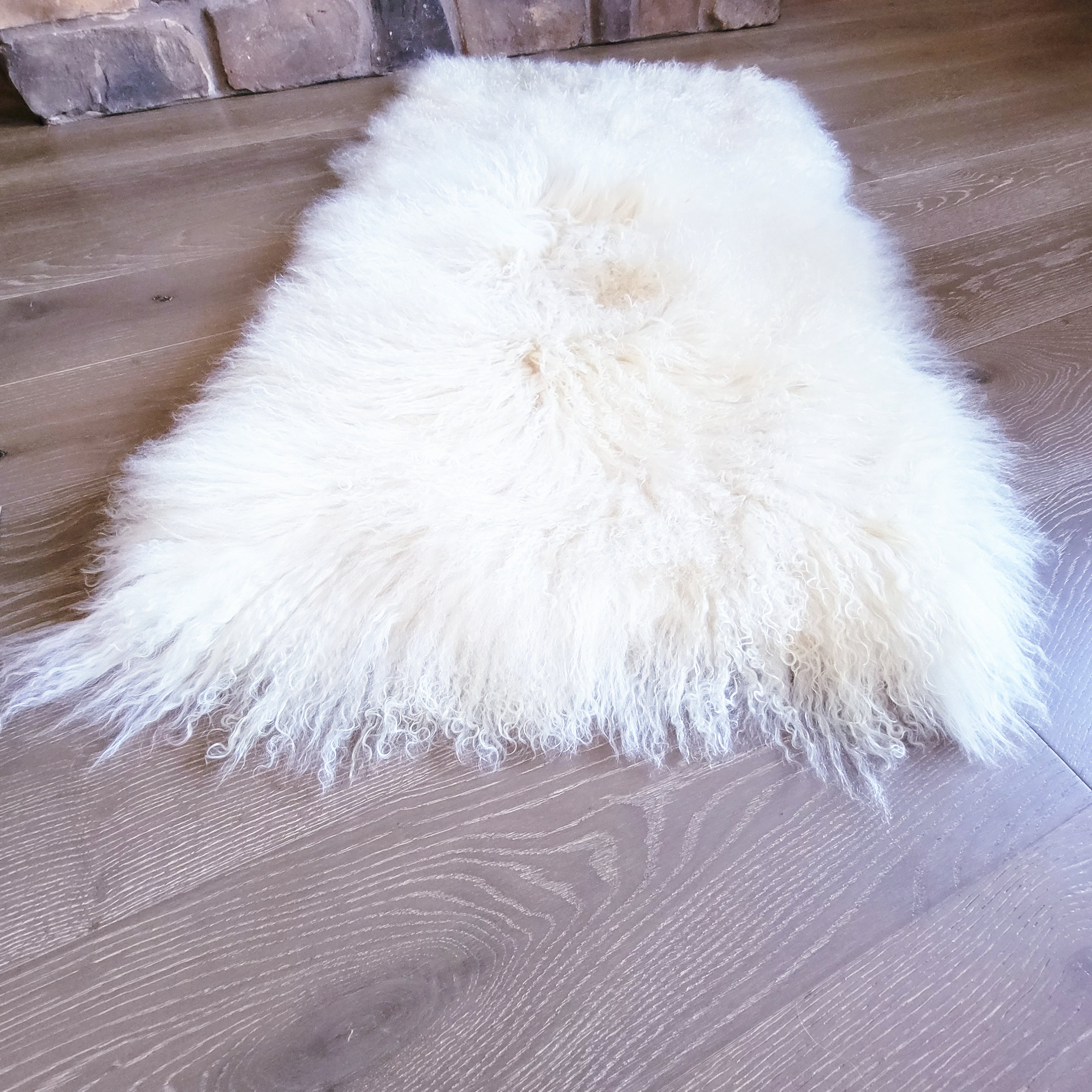 Tibetan Mongolian Lamb Fur Throw Bleached White / Sheepskin / Fur Blanket /  Decorative Throw / Lamb Fur Throw / Winter Throw / Home Decor 