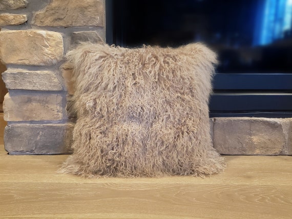 Mongolian lamb pillow 24x24 deals