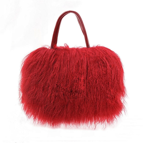 red fur purse