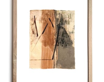 Botanical Dye Painting on Silk: Abstract Landscape Textile Artwork, Framed 11x14 ("Mountain I")