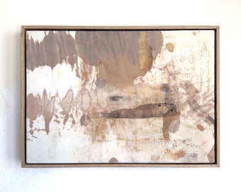 Botanical Dye Painting on Cotton: Abstract Landscape Textile Artwork, Framed 14x20 ("Desert 2")