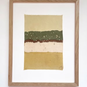 MEADOW 009 __ naturally dyed silk textile / framed wall art 11x14 / handmade / abstract botanical painting Light Oak Frame