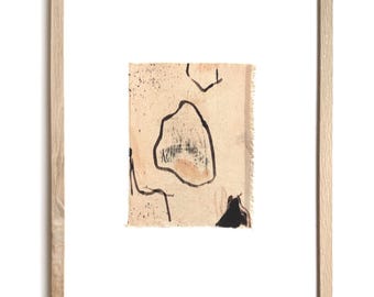 Botanical Dye Painting on Silk: Abstract Textile Artwork, Framed 11x14 ("Mountain VIII")