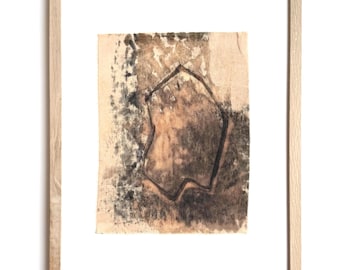 Botanical Dye Painting on Silk: Abstract Textile Artwork, Framed 11x14 ("Mountain IX")