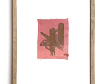 Botanical Dye Painting on Silk: Abstract Textile Artwork, Framed 11x14 ("Madder with Osage IV")
