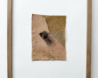 Botanical Dye Painting on Cotton: Abstract Textile Artwork, Framed 11x14 ("Mineral IX")