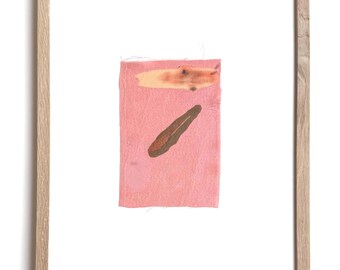 Botanical Dye Painting on Silk: Abstract Textile Artwork, Framed 11x14 ("Madder with Osage III")