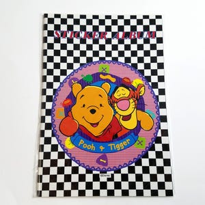 Álbum de pegatinas vintage de Winnie the Pooh de los años 90 - Libro de cuadros Disney en blanco con páginas revestidas - NOS - ZooKING Sticker Designs PSB-01