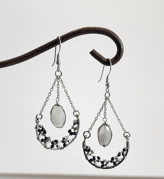 Chakra White Cloud Quartz Dangle Drop Earrings  T… - image 2