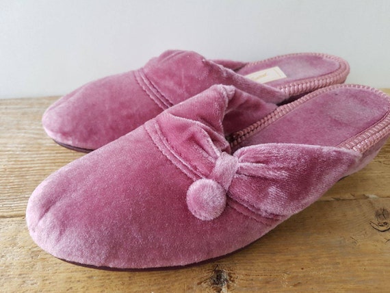 Vintage 50s PACKARD slippers Pink Velvet Boudoir … - image 1