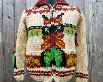 Vintage KANATA Hand Knit Chunky Cowichan Inspired Sweater