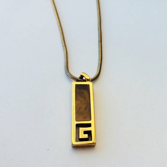 Vintage 1970s GIVENCHY Necklace G Logo Gold Plate… - image 5