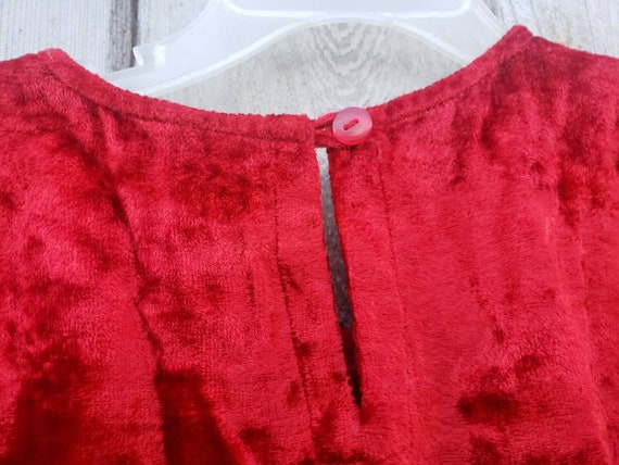 Vintage 90s Red Dress - Crushed Velvet - Girls Ch… - image 4