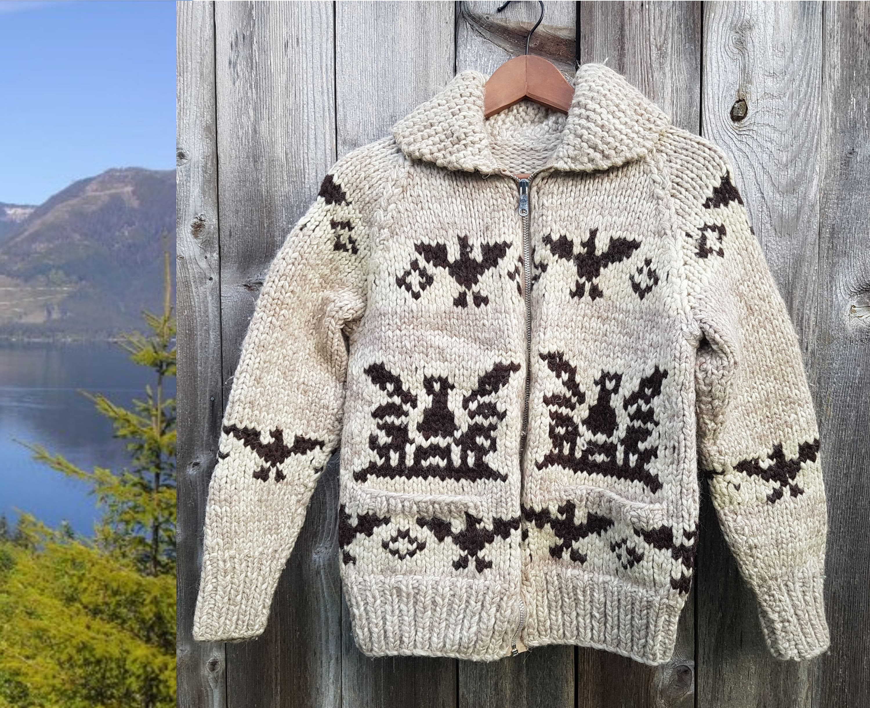 Vintage 80s Cowichan Indian Sweater Chunky Raw Wool Jacket Vintage 80s Cowichan Indian Sweater Chunky Raw Wool Jacket