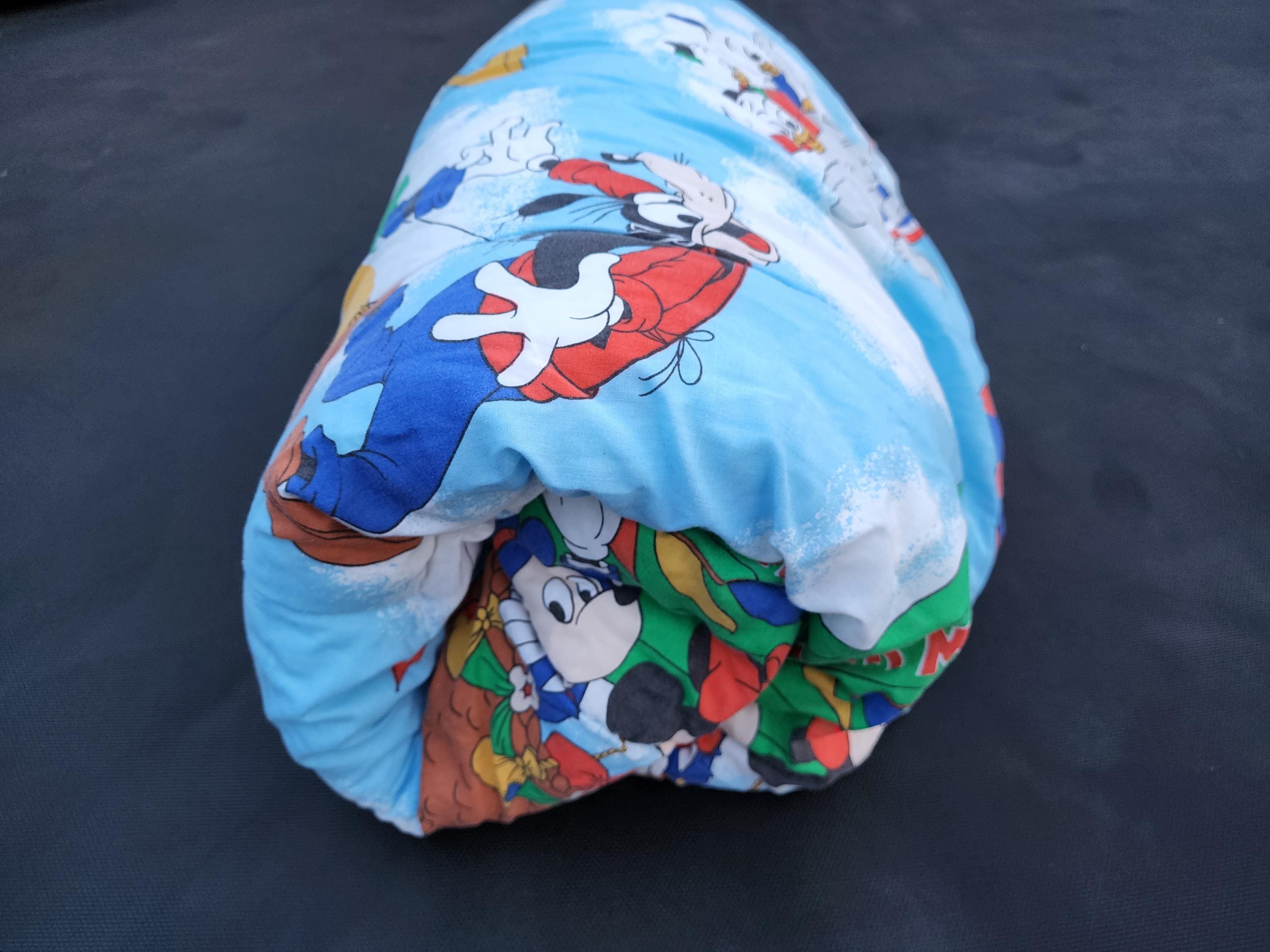 Rare Vintage 80s Mickey Mouse Blue Quilt Twin Size Comforter