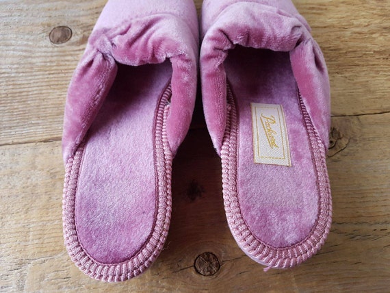 Vintage 50s PACKARD slippers Pink Velvet Boudoir … - image 9