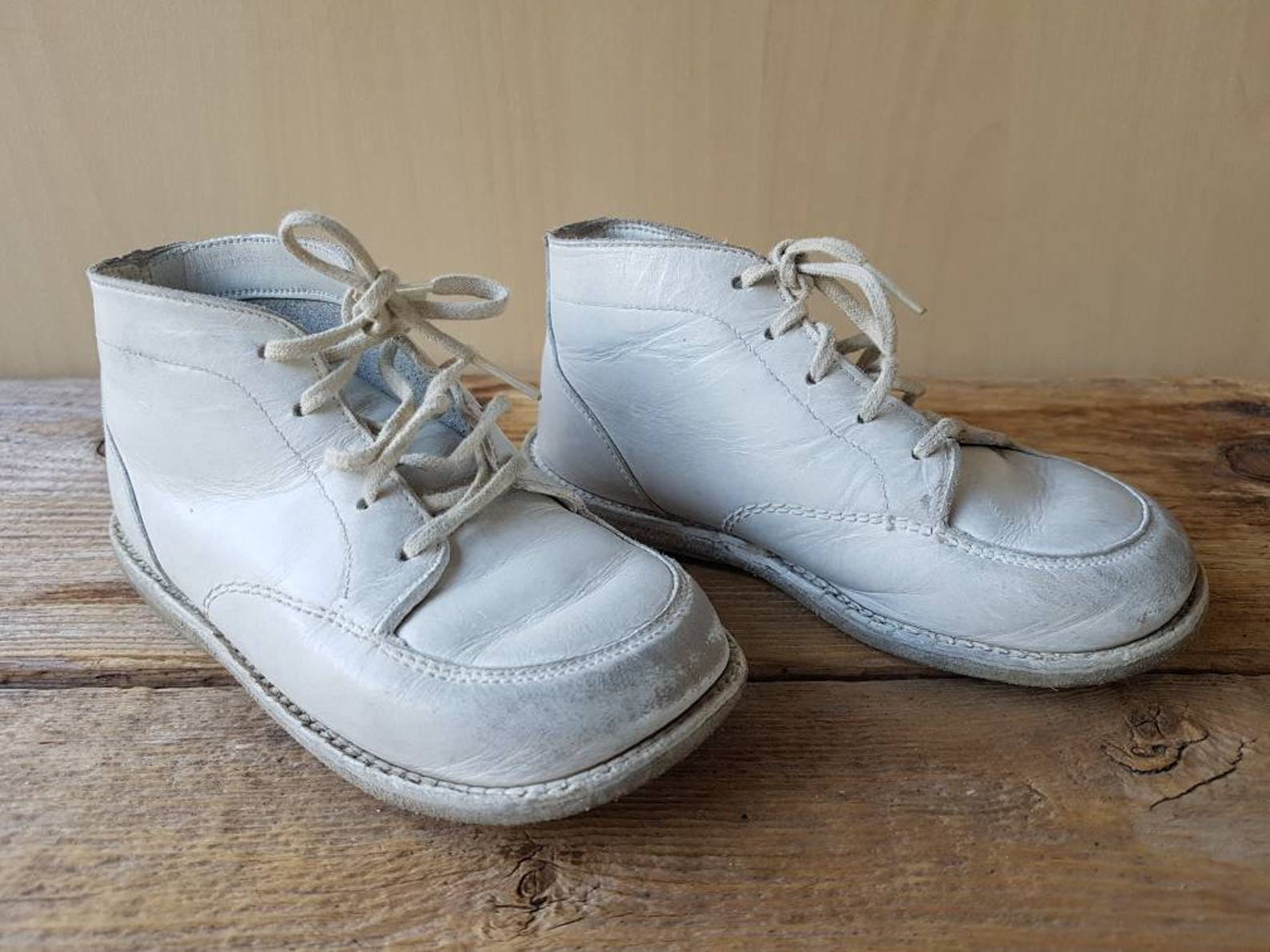 Vtg 70s White Leather Baby Toddler Shoes Ankle Boots Lace up - Etsy Canada