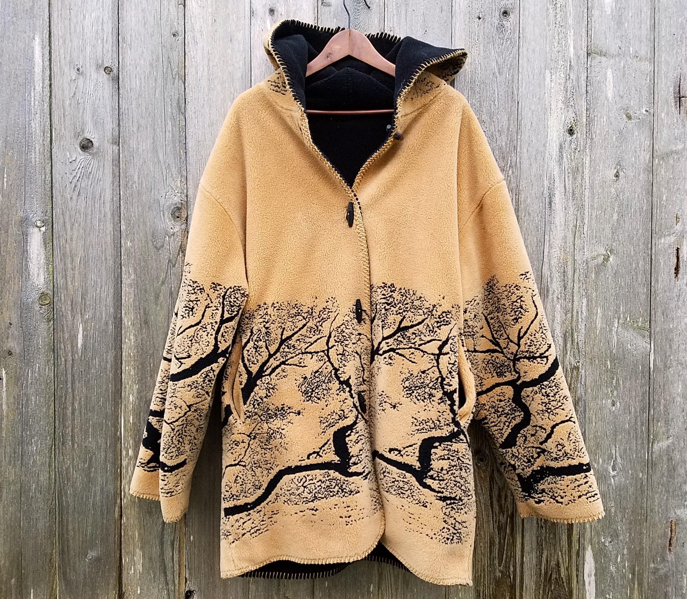Vintage 1980s DENALI Polar Fleece Coat Reversible Camel Brown and