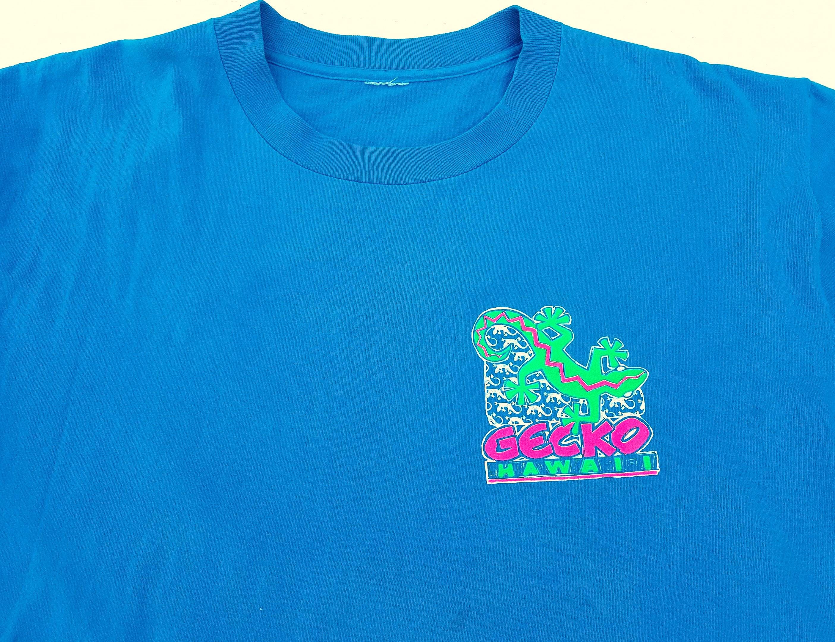 Vintage 90s GECKO HAWAII T-shirt Neon Lizard Retro Tee Size XL 