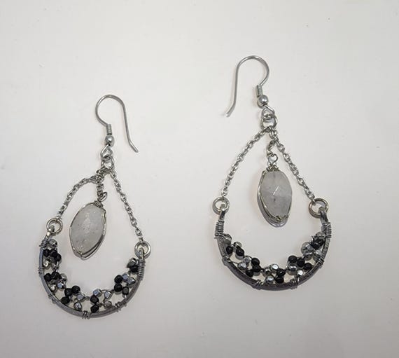 Chakra White Cloud Quartz Dangle Drop Earrings  T… - image 9