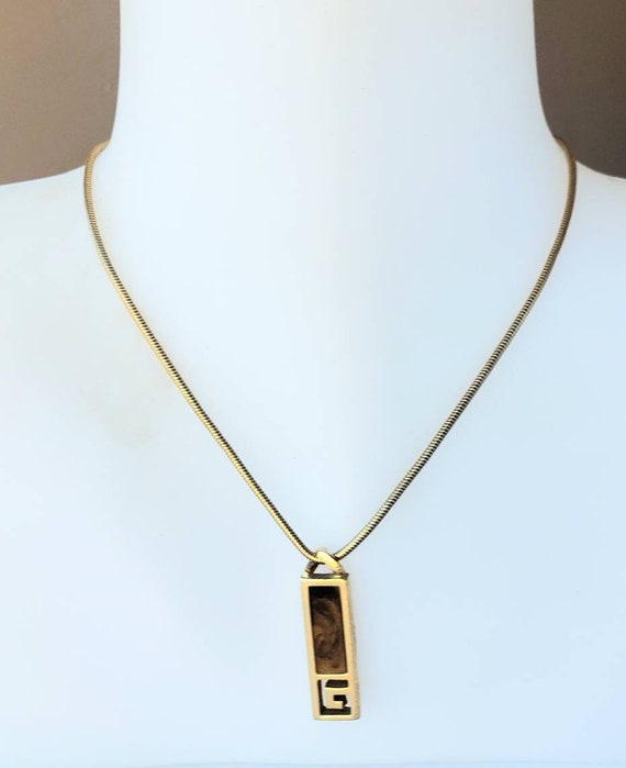 Vintage 1970s GIVENCHY Necklace G Logo Gold Plate… - image 1