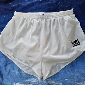 Vintage 80s NEW BALANCE Men&#39;s XL Silver Sheer Nylon Running Gym Shorts Deadstock Made in Canada X-Large / Lined Brief / Velvet Logo Unisex