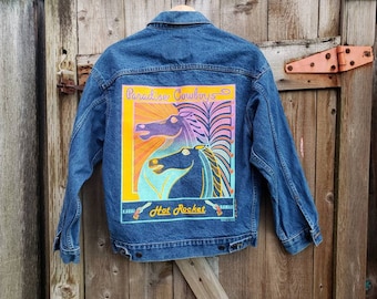 Vintage 90s Denim Jacket HOT ROCKET Paradise Cowboys Hawaii Kauai Horse Sunset Sz Small International Denim by A. Schneider