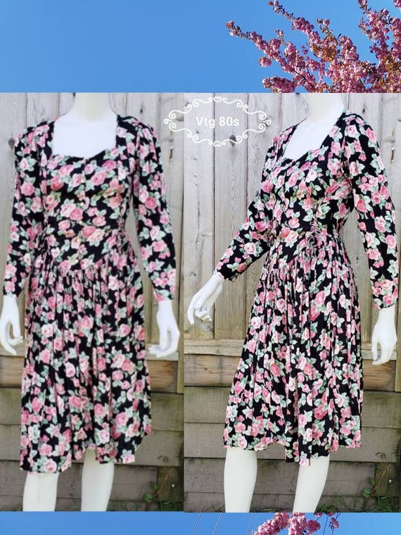 vintage 80s floral dress