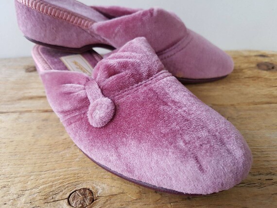 Vintage 50s PACKARD slippers Pink Velvet Boudoir … - image 4