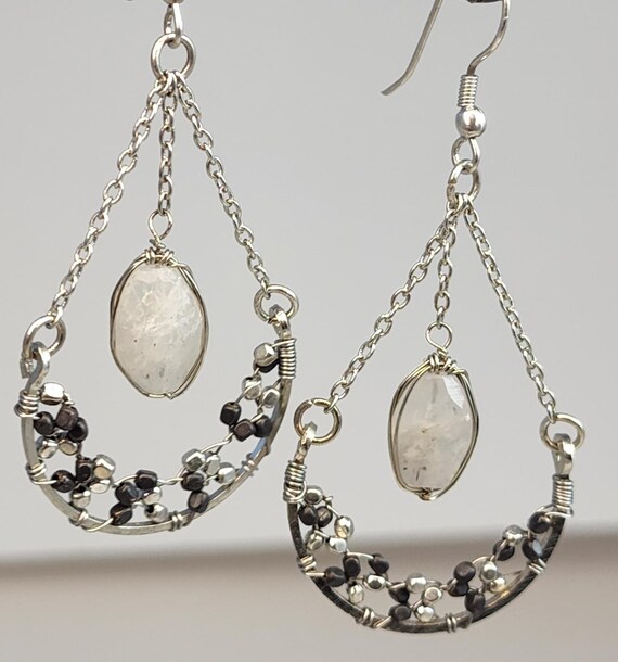 Chakra White Cloud Quartz Dangle Drop Earrings  T… - image 4