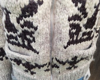Vintage 80s Cowichan Indian Sweater Chunky Raw Wool Jacket Vintage 80s Cowichan Indian Sweater Chunky Raw Wool Jacket