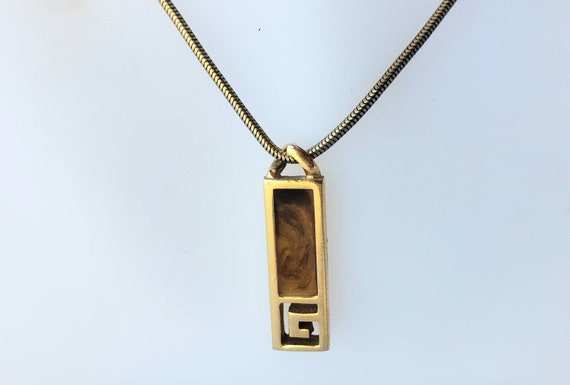 Vintage 1970s GIVENCHY Necklace G Logo Gold Plate… - image 2
