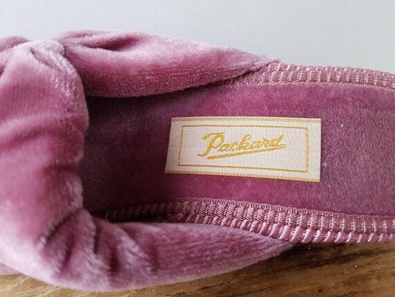 Vintage 50s PACKARD slippers Pink Velvet Boudoir … - image 3