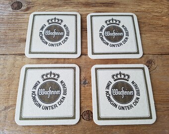 WARSTEINER Cervecería Alemana Vintage Set de 4 Posavasos de Cerveza - Eine Königin Unter Den Bieren - Original Alemania Pub Bar Drink Mat