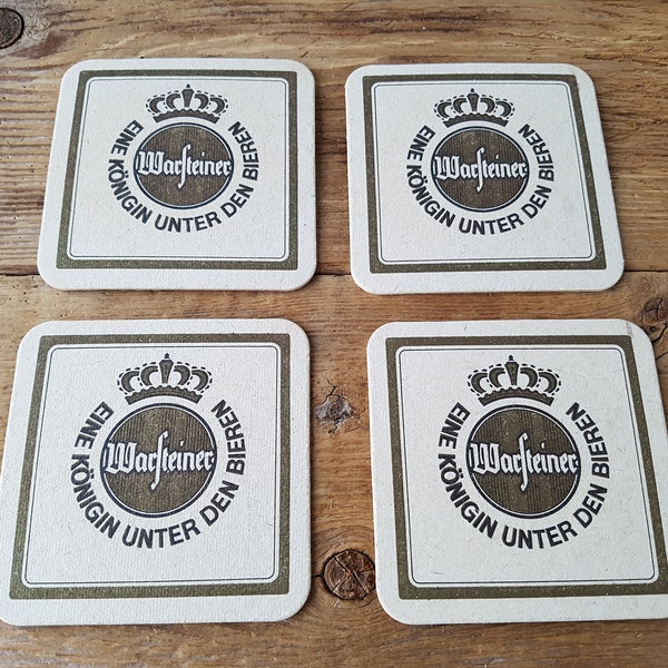 WARSTEINER German Brewery Vintage Set of 4 Beer Coasters - Eine Königin Unter Den Bieren - Original Germany Pub Bar Drink Mat