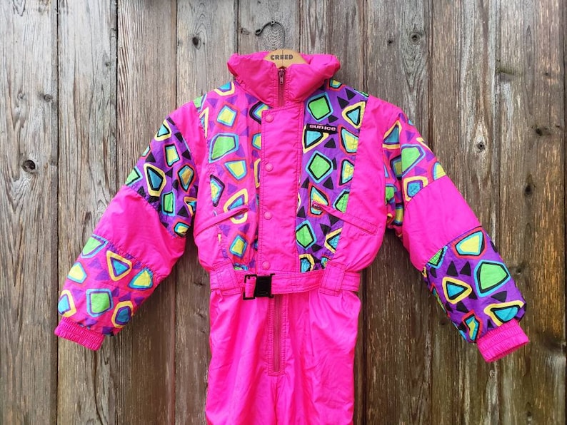 Vintage 90s Neon Pink Snowsuit Ski Suit Size 10 Kids Girls | Etsy