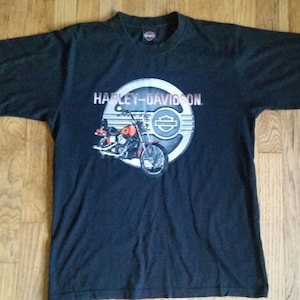 HARLEY DAVIDSON Motorcycles Vintage 90s Black Tee Biker Short Sleeve T Shirt Official Licensed Size XL