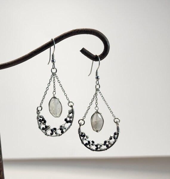 Chakra White Cloud Quartz Dangle Drop Earrings  T… - image 3