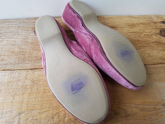 Vintage 50s PACKARD slippers Pink Velvet Boudoir … - image 8