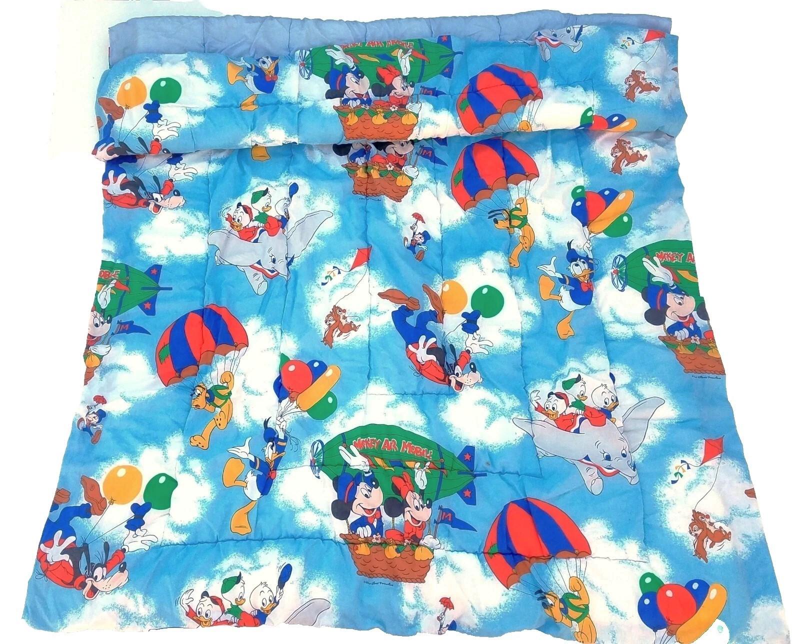 Rare Vintage 80s Mickey Mouse Blue Quilt Twin Size Comforter